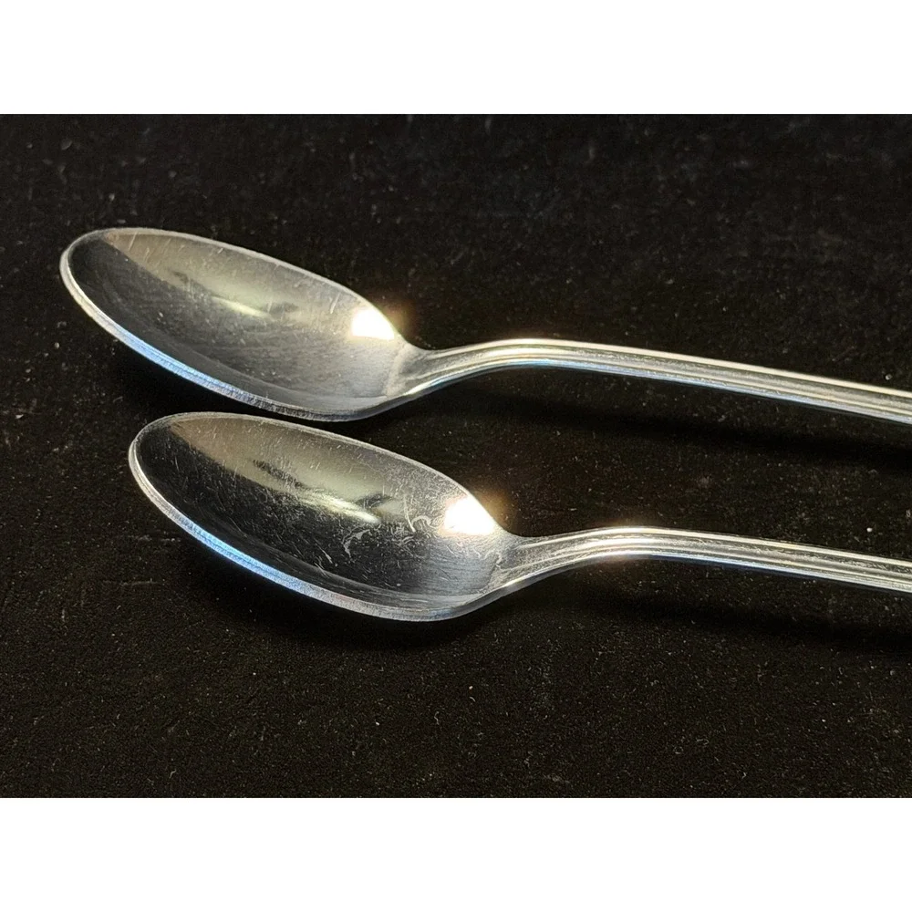 Simeon L & George H Rogers Iced Tea Spoons Stainless Steel Floral, Set of 2